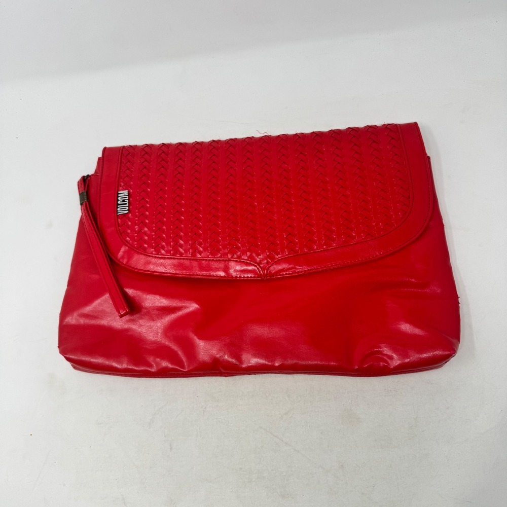 Volcom Woven Flap Clutch Red OS Skater Surf Edgy Indie Streetwear Y2K Retro Bold